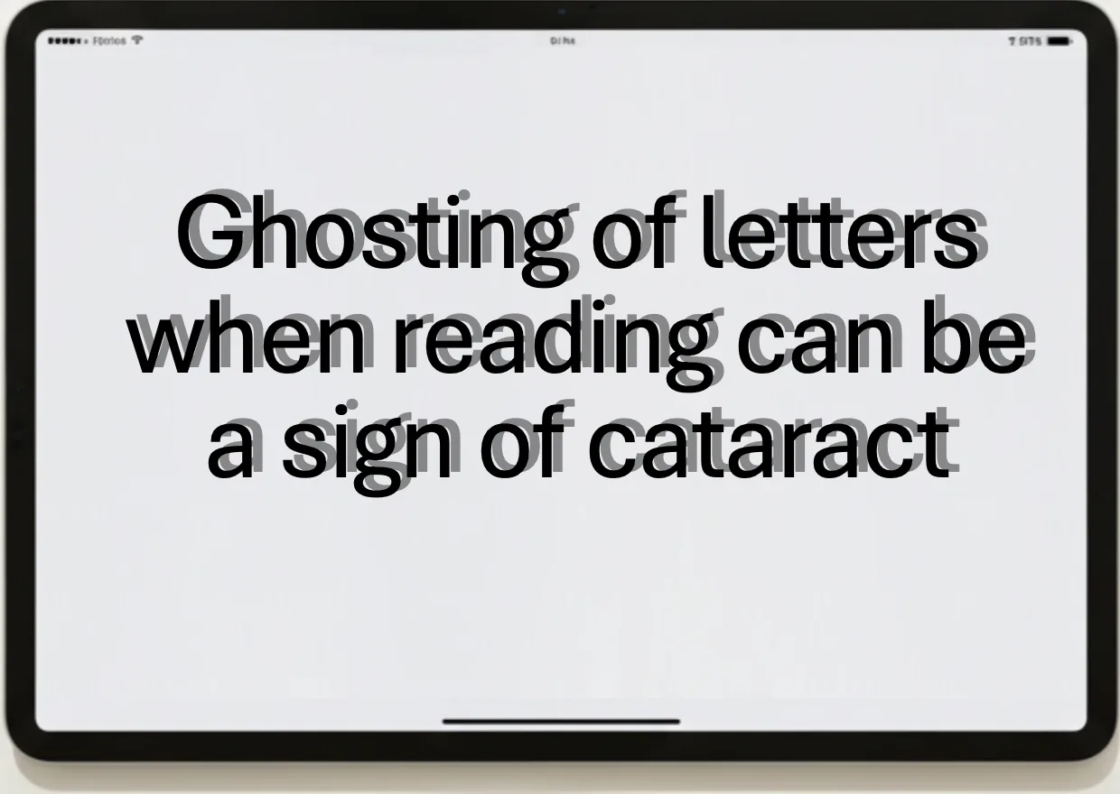 Ghosting of letters when reading — a sign of cataract