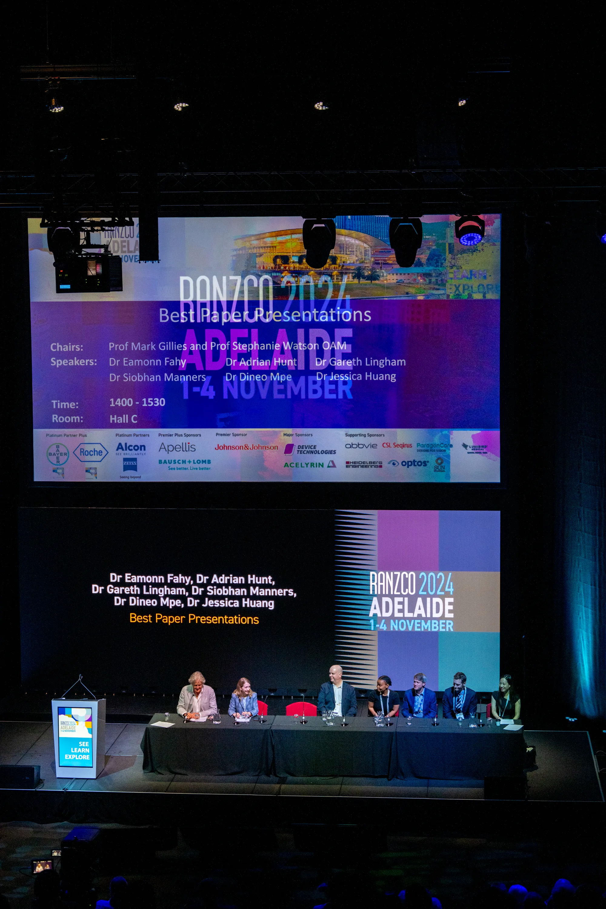 The RANZCO 2024 Best Paper Plenary panel — Dr Adrian Hunt among the selected speakers